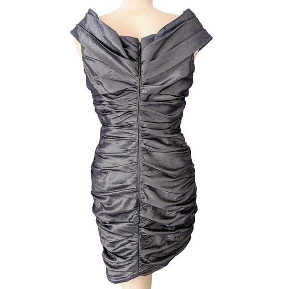 Ruched Off Shoulder Cocktail Dress 6 Satin Event Party Cocktail Evening Stretch - Picture 4 of 6